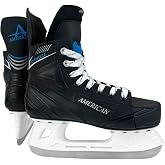 American Athletic Ice Force Hockey Skates for Men - Lightweight Ice Skates with Reinforced Ankle Support, Moisture-Resistant Lining, Stainless Steel Blade - Recreational Indoor &amp; Outdoor Use
