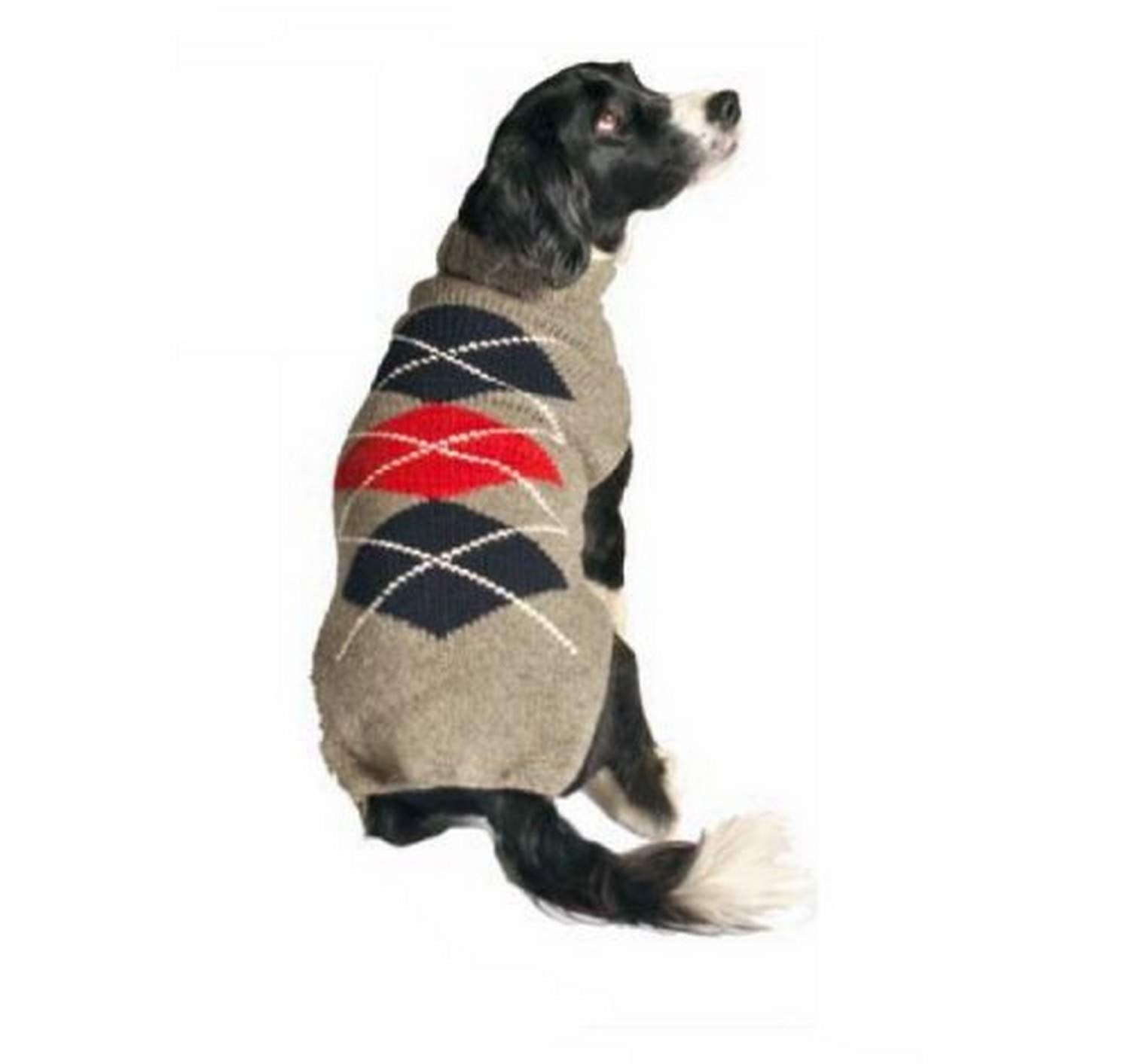 Chilly Dog Classic Argyle Sweater, 2X-Small, Grey
