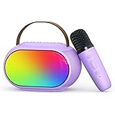 Heroange Karaoke Microphone Machine with 2 Drivers, Toy for Girls Boy Ages 3, 4, 5, 6, 7, 8, 9, 10, 11, 12+ Years Old, Portable Bluetooth Speaker Christmas Birthday Gift for Kids Teens Adults(Purple)