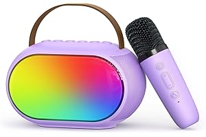 Heroange Karaoke Microphone Machine with 2 Drivers, Toy for Girls Boy Ages 3, 4, 5, 6, 7, 8, 9, 10, 11, 12+ Years Old, Portable Bluetooth Speaker Christmas Birthday Gift for Kids Teens Adults(Purple)