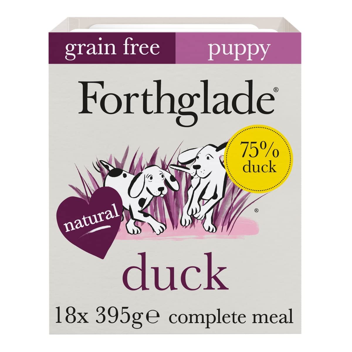 Forthglade Complete Natural Wet Dog Food - Puppy Grain Free Duck (18 x 395g) Trays - Puppy Dog Food 2-12 months