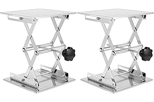 Lab Scissor Jack, JOIKIT 2 PCS 6 x 6 Inches Stainless Steel Lab Lift Table,Scissor Lift,Laboratory Lift Platform Stand, Expan