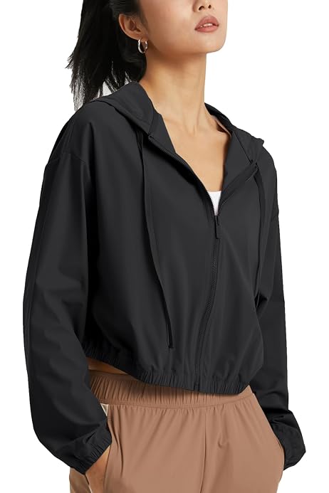 Altiland Women's Workout Corset Zip Jacket - Hooded Cropped Top For Running, Yoga, Gym