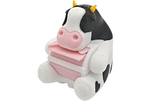 RhyNSky Cute Office Accessories - Stamp Roll Holder Postage Stamp Dispenser for Desk, No Stamps, 1.18" Core, Black Cow Design, C04