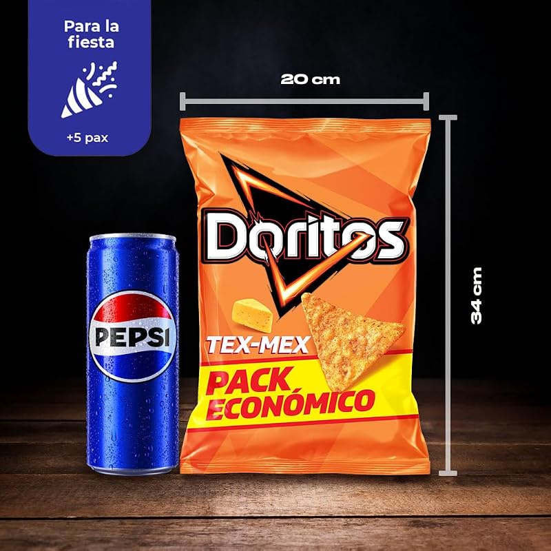Tex Mex, Nachos con sabor a queso, Producto de Aperitivo, bolsa familiar, 225 gr
