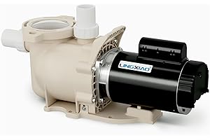 LINGXIAO Single Speed Pool Pump 1.5HP, 115/208-230V, 6340GPH, In/Above Pool Pump, Low Nosie, High Flow, Powerful Self Primming Swimming Pool Pumps Inground with 2"/1.5" Fittings - 2 Year Warranty