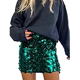 miduo Womens Sequin Skirt High Waist Stretchy Bodycon Sparkle Night Out Party Mini Skirts