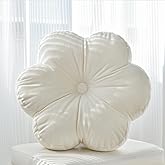Xuyier Flower Pillow, Flower Shaped Pillow with Velvet for Couch Bed Chair Sofa, Home Decor Floor Seating Cushion Cute Throw Pillows for Living Room Bedroom (15 Inches, Ivory White)