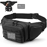 Vdones Tactical Fanny Pack Gun Holster Concealed Carry Pistol Military Tactical Waist Bag Waterproof Molle EDC Pouch with USA Flag Patch