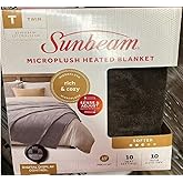 Sunbeam Royal Luxe Night Fog Heated Blanket 12-Heat Settings Auto Off Machine Washable Twin