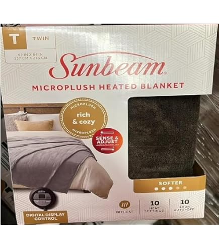 Heated Throw Sunbeam Plush Blanket 50x60