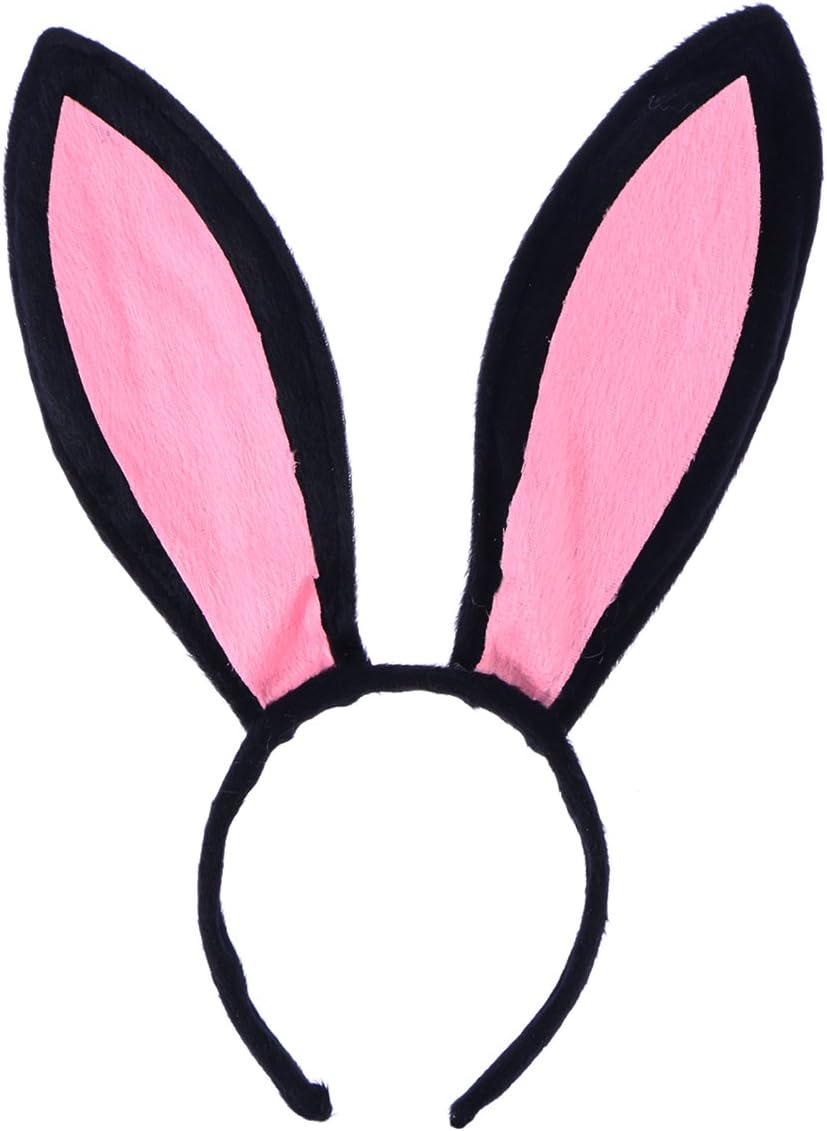 BESTOYARD Bunny Ears Headband Plush Easter Rabbit Ears Black and Pink