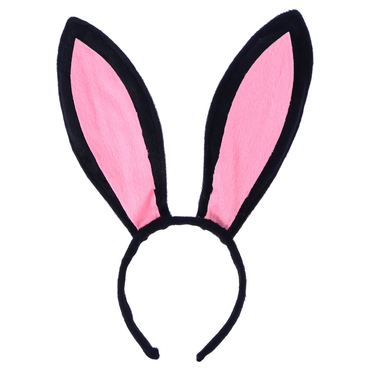 BESTOYARD Bunny Ears Headband Plush Easter Rabbit Ears Black and Pink