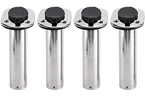 YaeMarine 4Pcs Stainless Steel Rod Holders with Rubber Cap, Liner, Gasket