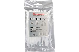 Superun Clear Zip Ties 4 Inch, 18 Lbs Tensile Strength Mini Wire Ties (Industrial Grade Cable Ties) Pack of 100 White