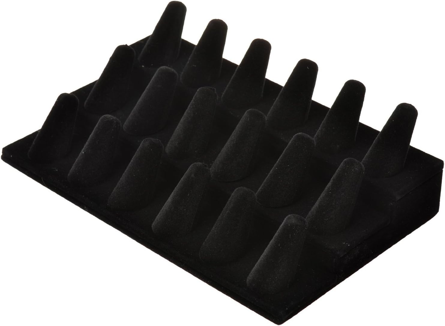 Bocar Black Velvet Finger Ring Display Showcase Organizer Holder Jewelry Storage Counter (18JZZ): Home & Kitchen