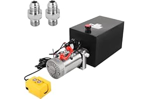 LFGUD 15 Quart Hydraulic Power Unit 12V Single Acting Metal Reservoir Dump Trailer Pump w/Remote Control for Dump Trailer Car Lifting