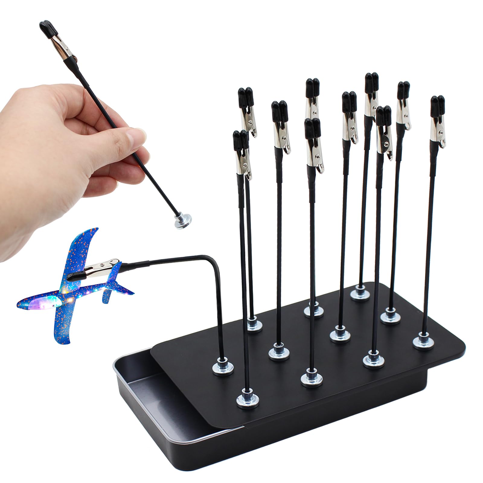 Professional Model Painting Stand Kit - 12PCS Magnetic Bendable Clips and Storage Box, Flexible Wire Clamps With Rubber Tips, Model Tools for Airbrushing, Model Parts Assemble & Miniatures