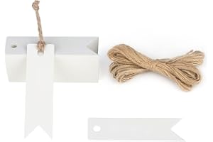 joycraft 100pcs Mini White Blank Gift Tags with String, Marking Labels,Persomalised Gift Wrapping Tags for Baby Shower, Birth