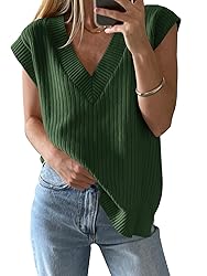 Saodimallsu Womens V Neck Sweater Vest Oversized