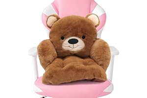 DEABOAT Cute Seat Cushion Bear Computer Gaming Seat Cushion Soft Chair Pads Kawaii Chair Plush Pillow with Backrest Non-Slip for Gamer Home Decor