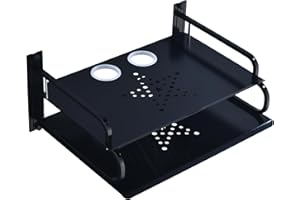 HNVNER Floating AV Shelves,Projector Wall Mount DVD Shelf,Floating Entertainment Center Bracke Under TV for Cable Boxes/Games Console/DVR/TV Accessories (Double Layer)