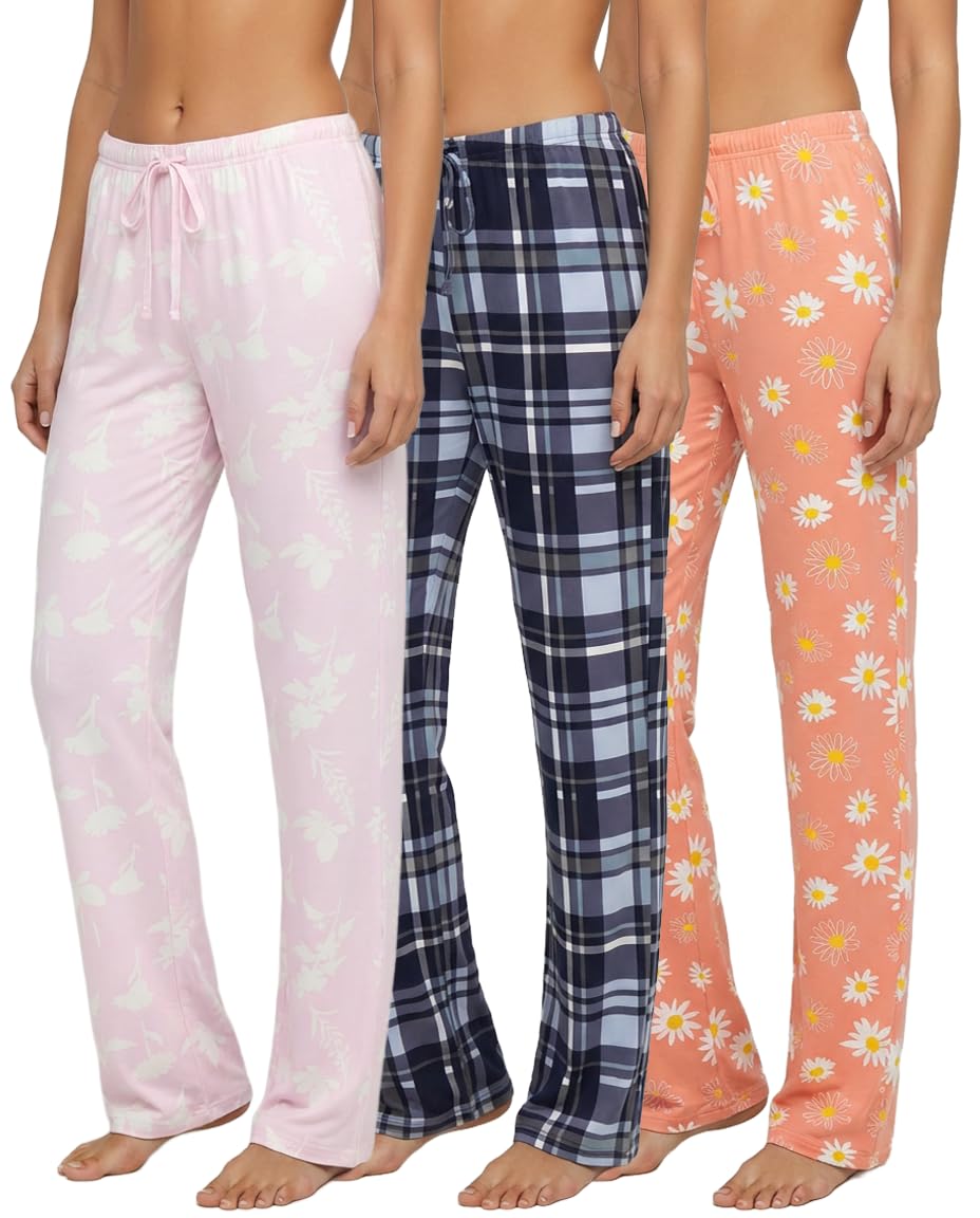 Photo 1 of ***MISSING PLAID PIECE*** Real Essentials 3 Pack: Women’s Ultra-Soft Comfy Pajama Lounge Pants Sleepwear (Available in Plus Size) Set 9, 3X