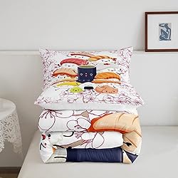 Sushi Comforter Set Japanese-Style Cherry Blossoms