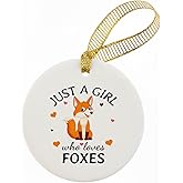 Mancheng-zi Fox Christmas Ornament, Fox Ornament for Christmas Tree Decoration, Just a Girl Who Loves Foxs Decorative Hanging Ceramic Ornaments