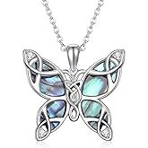 CUOKA MIRACLE Butterfly Necklace for Women 925 Sterling Silver Abalone Celtic Butterfly Necklace Dainty Butterfly Pendant Jewelry Gifts for Women on Birthday Mother's Day Christmas