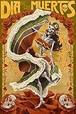 Skeleton Dancing - Day of the Dead (12x18 Art Print, Wall Decor Travel Poster)