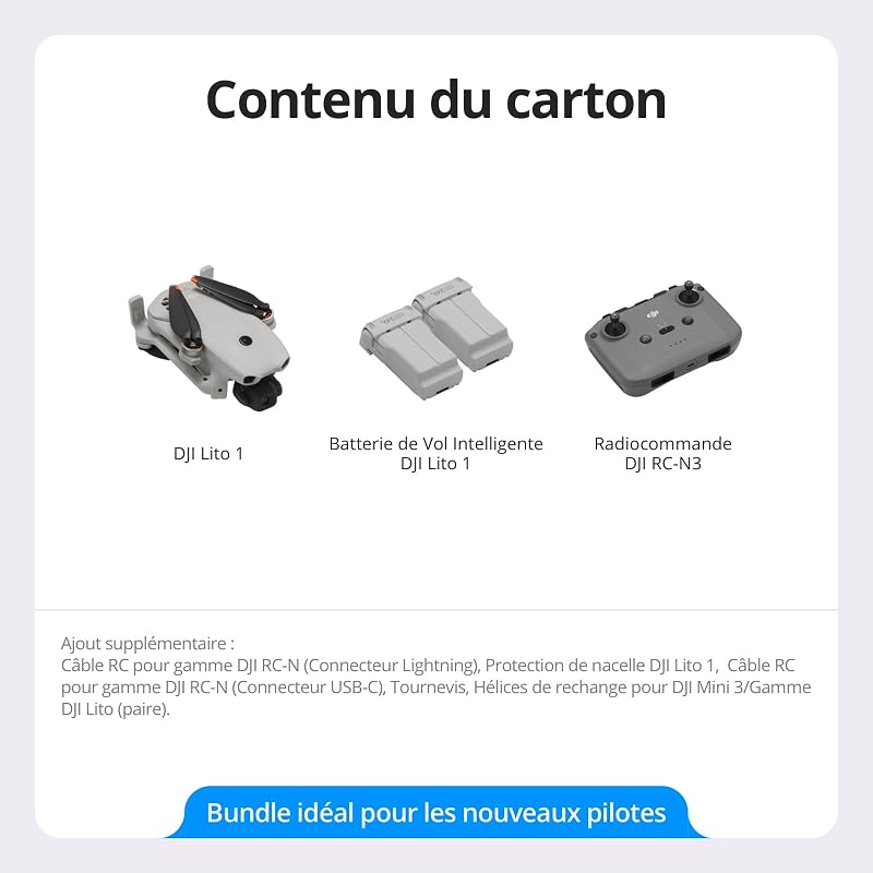 Lito 1 (DJI RC-N3) Bundle 2 batteries, Version améliorée de Mini 4K