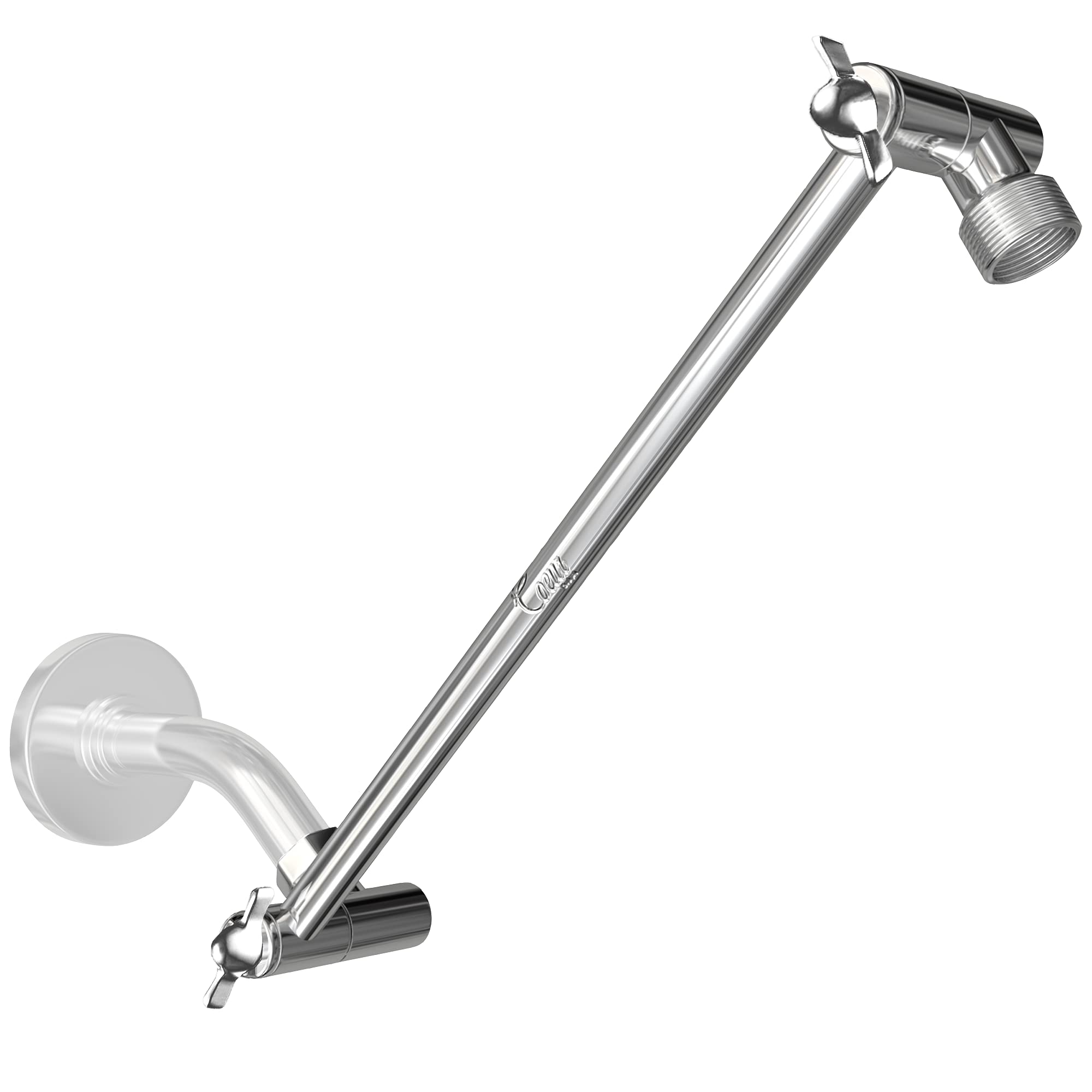 Coeur Designs 16” SHOWER EXTENSION ARM WITH HEAVY-DUTY LOCKING JOINT: Solid Brass; Height & Angle Adjusts for Any Rain or Handheld Showerhead; Rotating Nut for Easy Install; Holds All Showers Sizes!