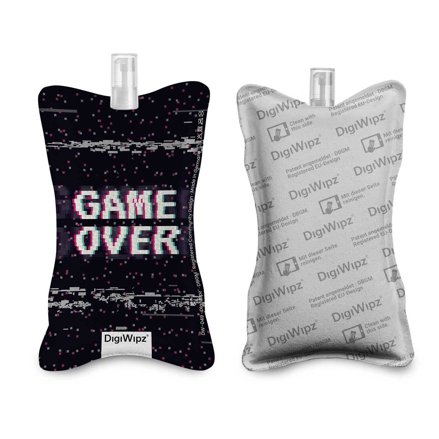 DigiWipz® The ingenious 2-in-1 display cleaner (game over), screen cleaner for displays and touchscreens, screen cleaner microfibre sponge with integrated sprayer