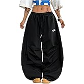 GORGLITTER Women's Y2K Wide Leg Barrel Pants Graphic High Waisted Casual Workout Baggy Track Pants Streetwear