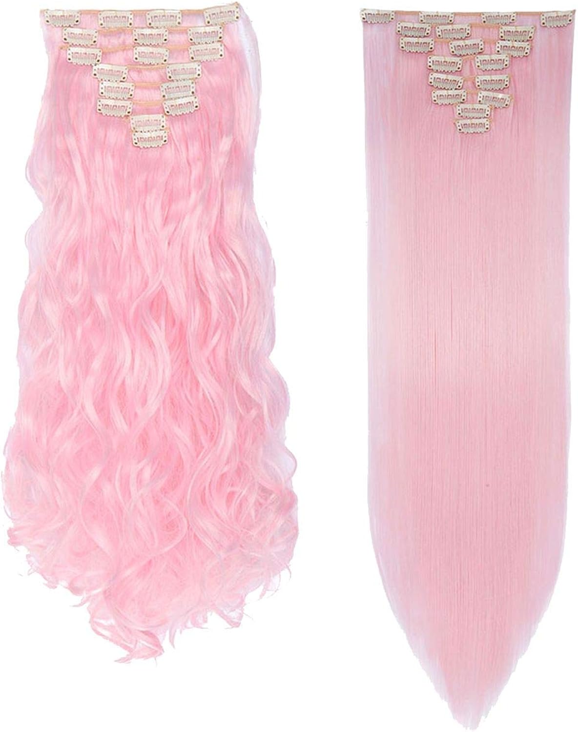 beautifulitems25 18 Clips Hair Extension Long Wavy Extension Black