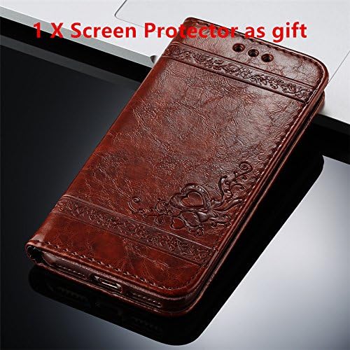Hylxxr iPhone 6 / 6s plus Case, Tempered Screen Protector Leather Wallet Stand Feature, Double Layer Shock Absorbing Premium Soft Leather Wallet Cover Flip Cases For apple 5.5 inch (Brown # 2)
