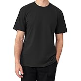 DAVID ARCHY Men's Heavyweight T-Shirt 260g Cotton Sorona Moisture-Wicking Shirts Stretch Side Slit Tees for Men 1-Pack