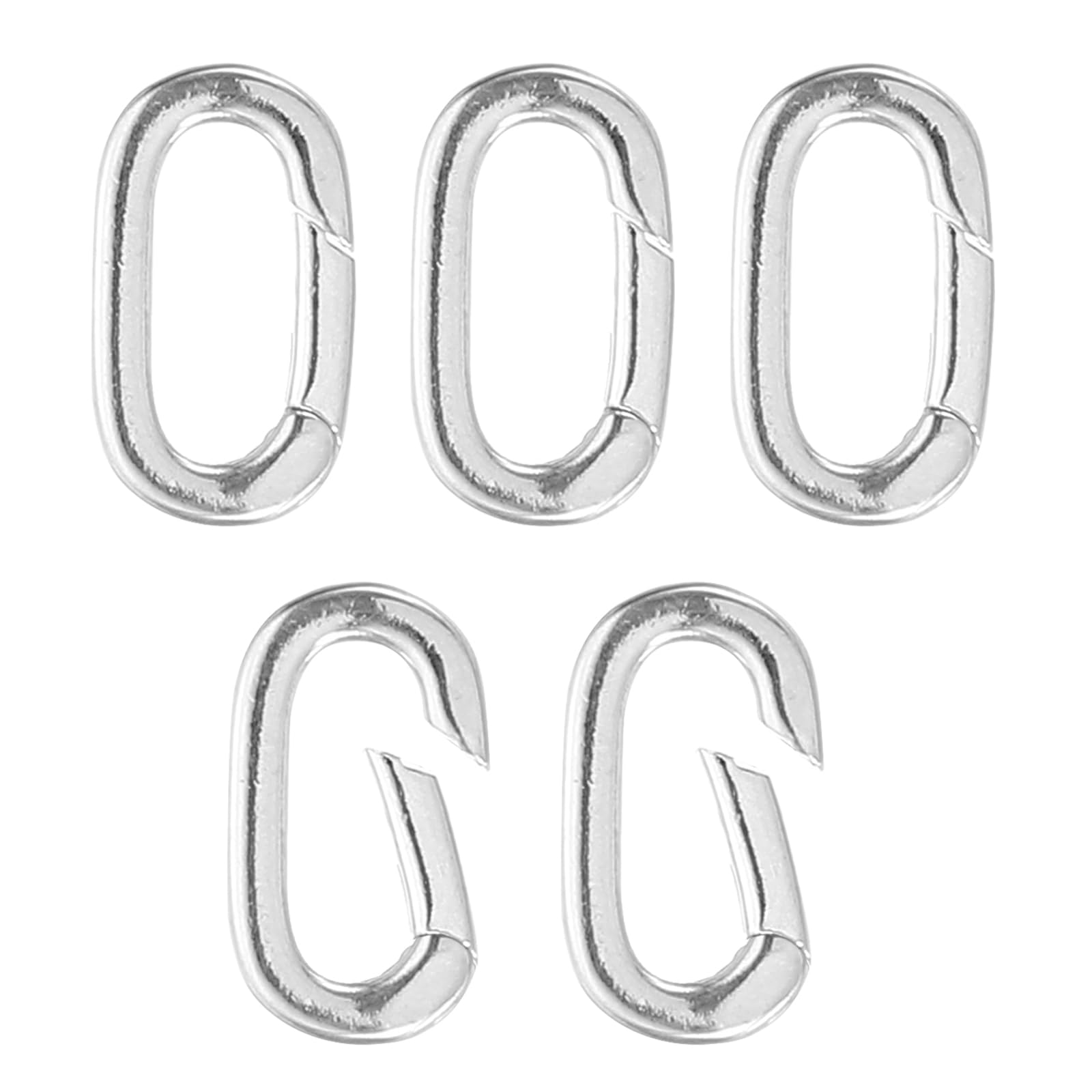 PATIKIL Spring Oval Clip Pendant Clasp, 5Pcs Spring Ring Buckle Necklace Clasps and Closures Charm Clasp Necklace Bracelet Extender Connector for Jewelry Making (S, Silver)