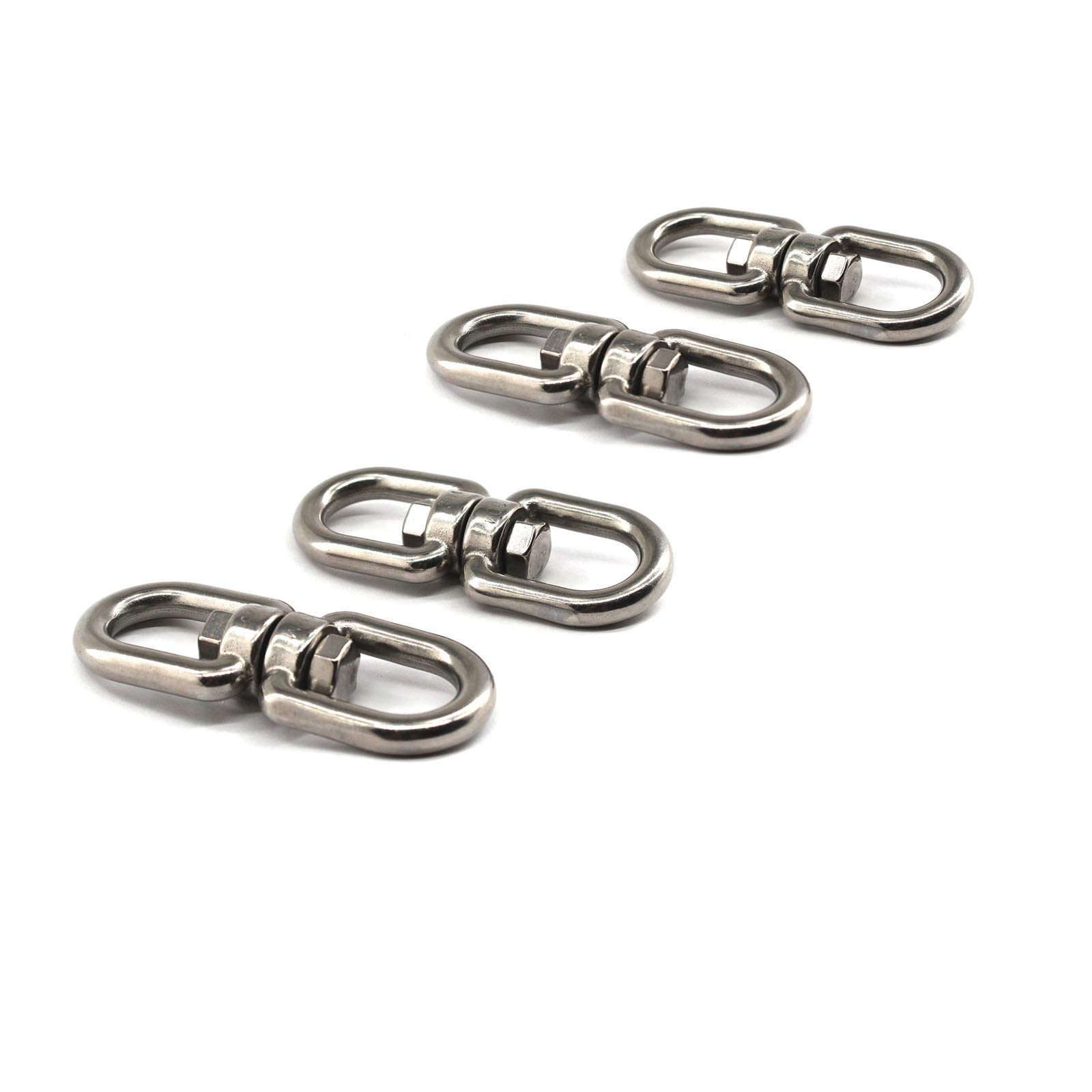 304 stainless steel double ended M6 swivel shackle eye hook 8-shaped ring connector perfect for hanging&rotating pack of 4 pcs