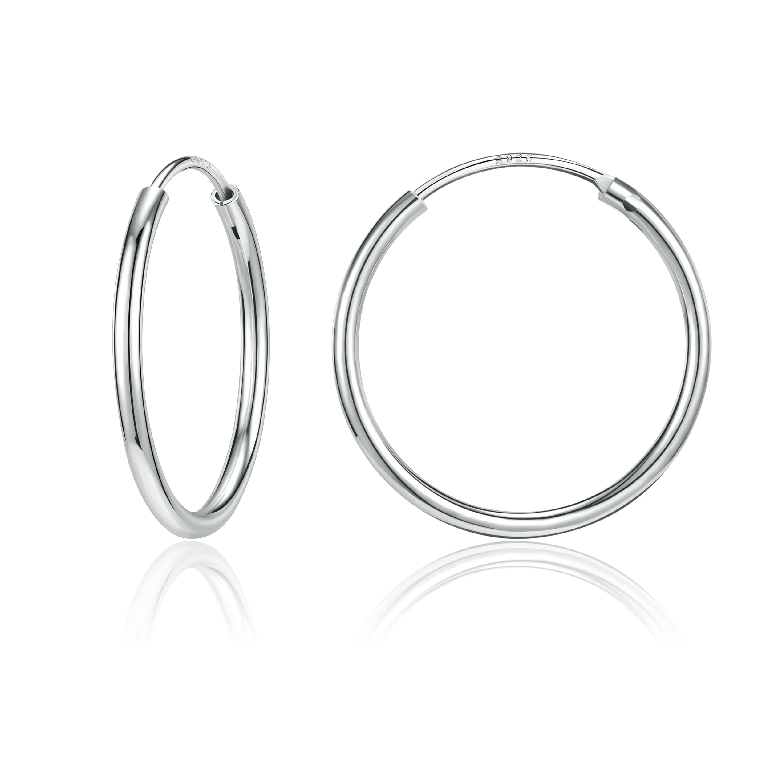 AoedeJ Silver Hoops Earrings Sterling Silver Sleeper Earrings Huggie Earrings Small Silver Hoops Earrings for Women (16mm)