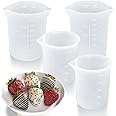 Palksky Silicone Cups for Melting Chocolate, 4PCS Silicone Measuring Cups with 250 & 350ml Capacity, Reusable Baking Supplies