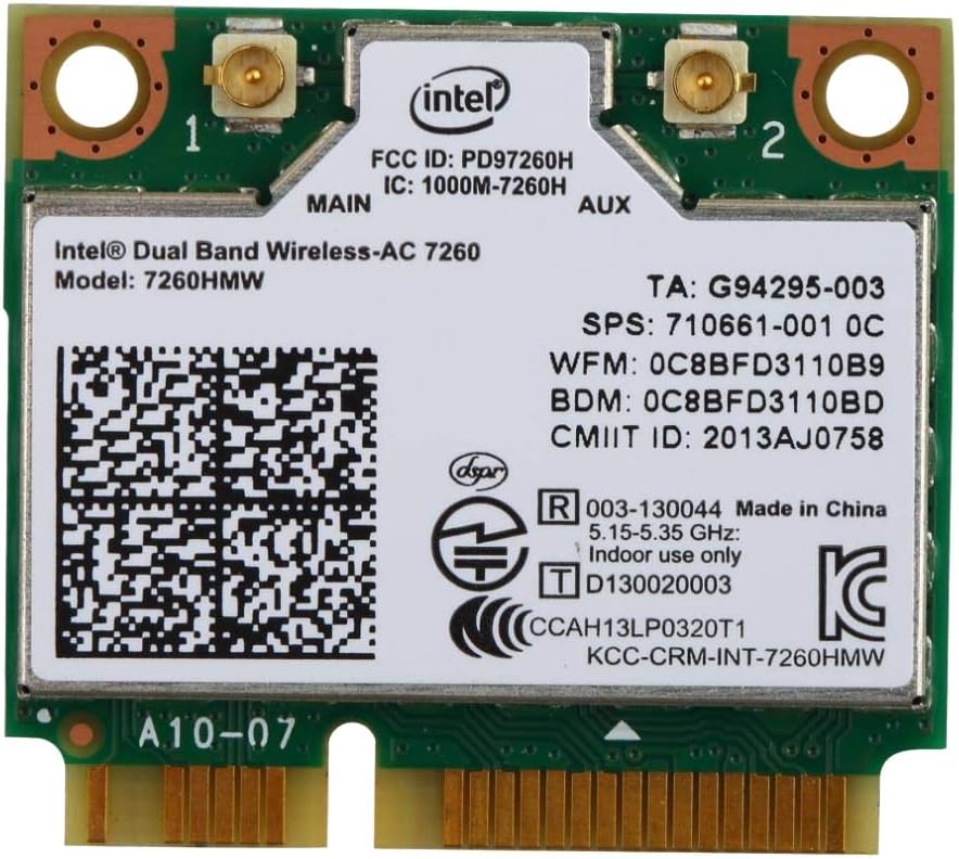 Intel Dual Band Wireless-AC 7260 2x2 Plus Bluetooth M.2