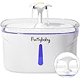 furrybaby Cat Water Fountain - 84oz/2.5L Automatic Pet Water Fountain for Cats Indoor with LED Light and Water Level Window Intelligent Pet Water Dispenser for Cats with Filter (Rectangular, White)