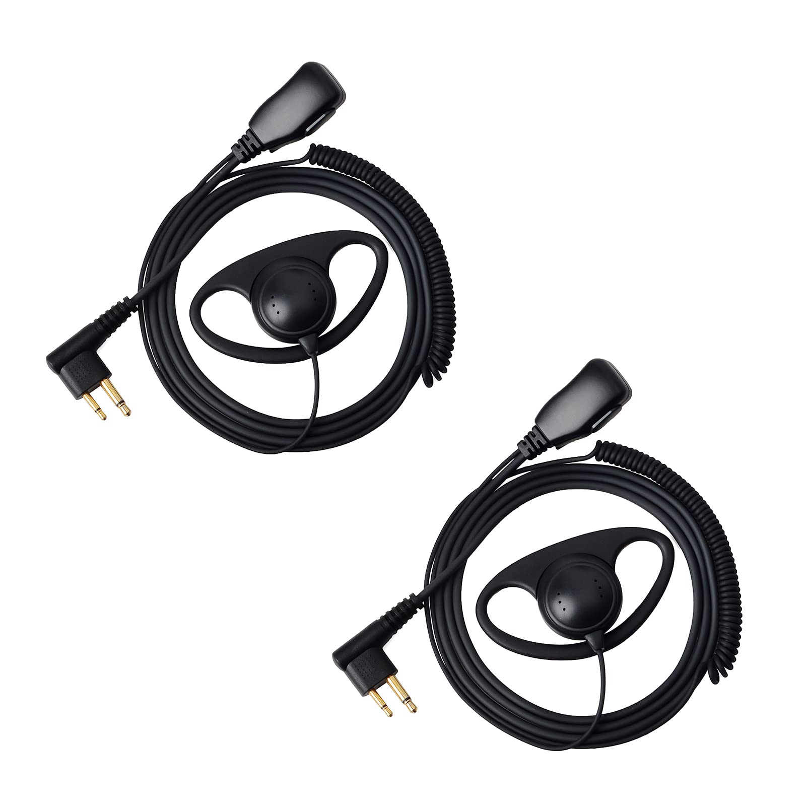 UAYESOK D-Shape Earpiece Police Security 2 Way Radio Headset with PTT Mic Microphone For 2 Pin Motorola CP040, CP140, Hytera, Midland Two Way Radio Accessories(Pack of 2)