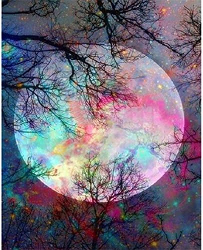 uniqueaur 5D DIY Full Resin Diamond Painting Animal Moon Cross Stitch Home Office Decor