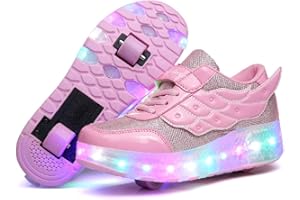 Nsasy Kids Roller Shoes Boy Girl Sneakers with Wheels Become Sport Sneaker with Led for Christmas Birthday Children Show Gift