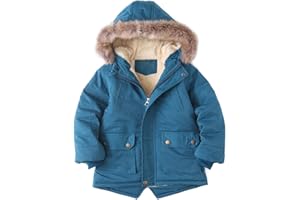 Happy Cherry Kids Winter Coats with Fur Hooded Light Puffer Coat Warm Fleece Jacket for Baby Boys Girls Toddler