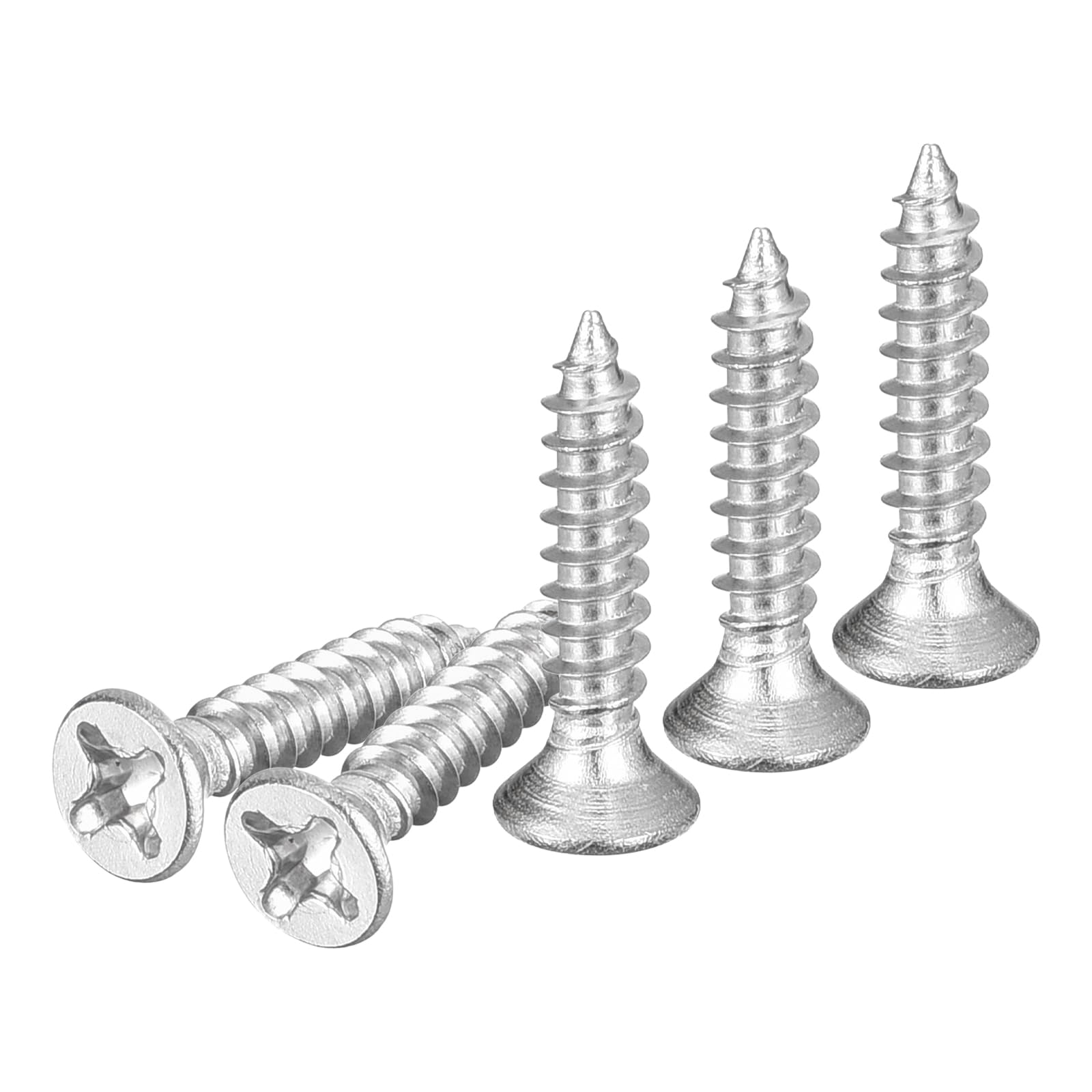 DTGN 100Pcs M3x16mm Flat Head Wood Screws, 304 Stainless Steel Phillips Self Tapping Screws - Good for Woodworking, Furniture - Silver — image 1