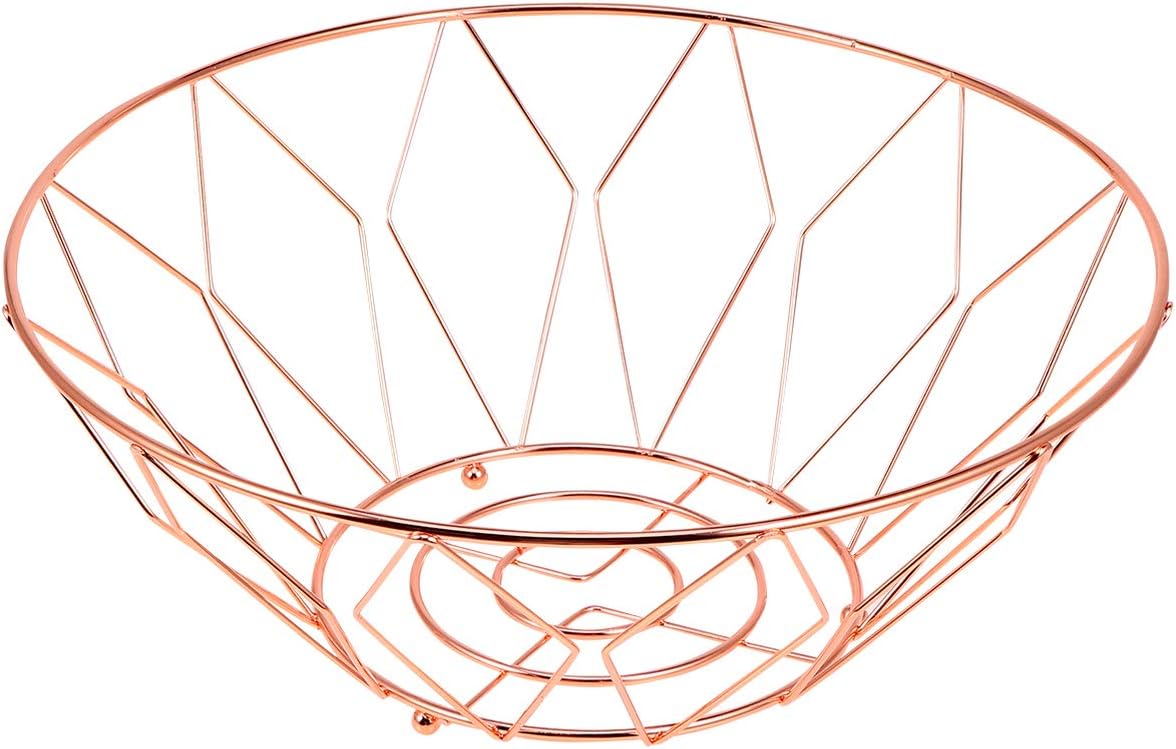 Garneck Metal Wire Fruit Basket Iron Round Storage Baskets Decorative Fruit Bowl for Bread Fruit Snacks Candy Households Items Rose Gold - Image 4